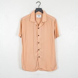 WAX London Camp Collar Short Sleeve Shirt Peach Pink size Small